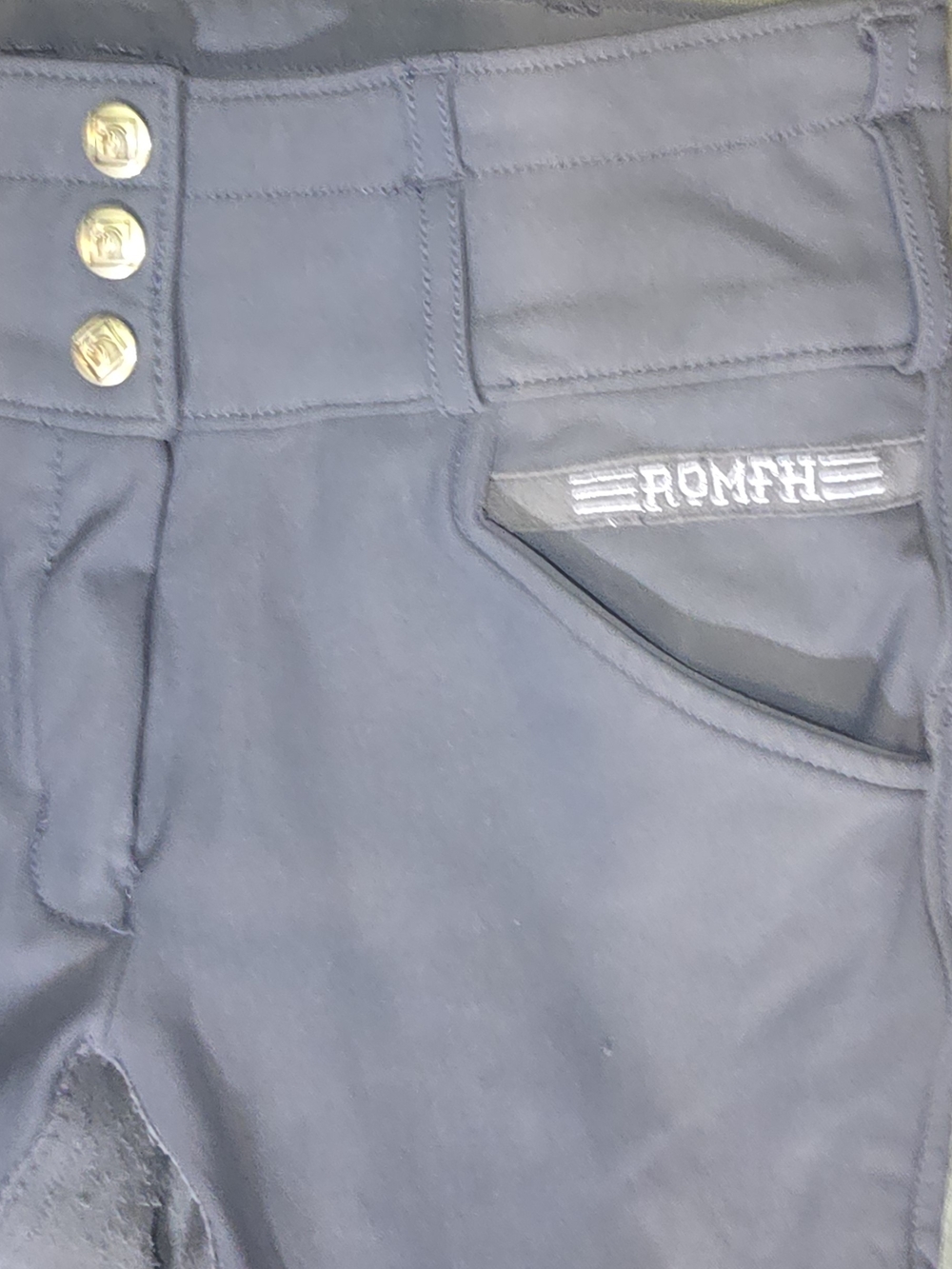 Romfh Suede Full Seat Equestrian Riding Breeches Blue Grey 26R - Picture 4 of 5
